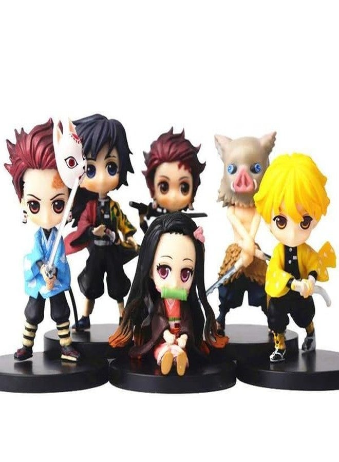 Trunkin | Demon Slayer Set of 6 Model B 6-8.5 Cms Action Figure | Kimetsu No Yaiba Anime Figure Nezuko Tanjiro Zenitsu Inosuke Giyu Weeb Manga Collectible | Figurine - Image 2